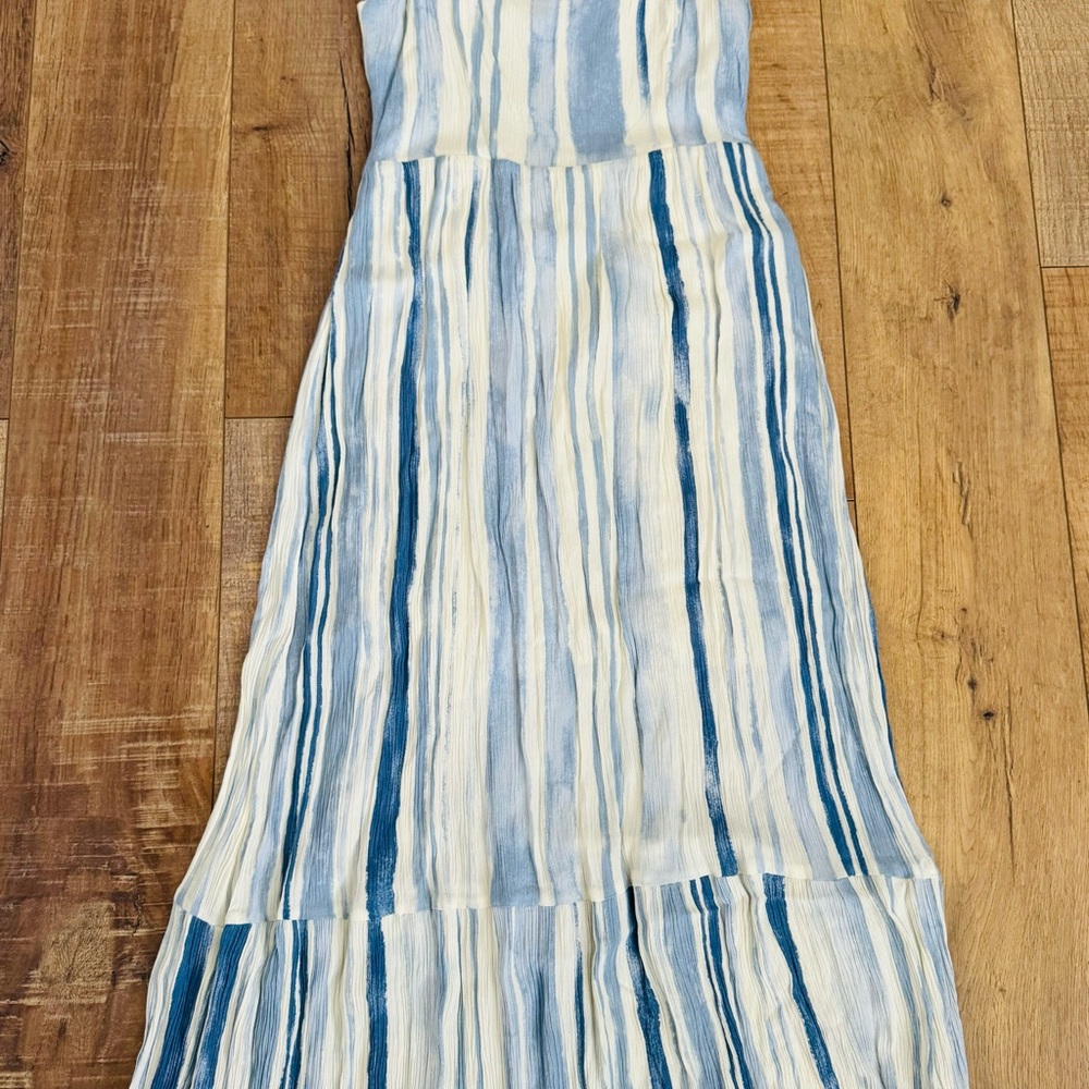 Striped Blue and White Mid Length Dress